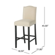 Marky Barstool Chair Set of 2- Arched Back and Footrest- Beige Fabric