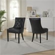 Chen Dining Chair Set of 2- Curved Back- Black Diamond Tuft Microfiber