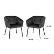 Voro Dining Chair Set of 2- Gray Velvet- Sleek Black Metal Legs