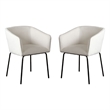 Voro Dining Chair Set of 2- Mist White Fabric- Sleek Black Metal Legs