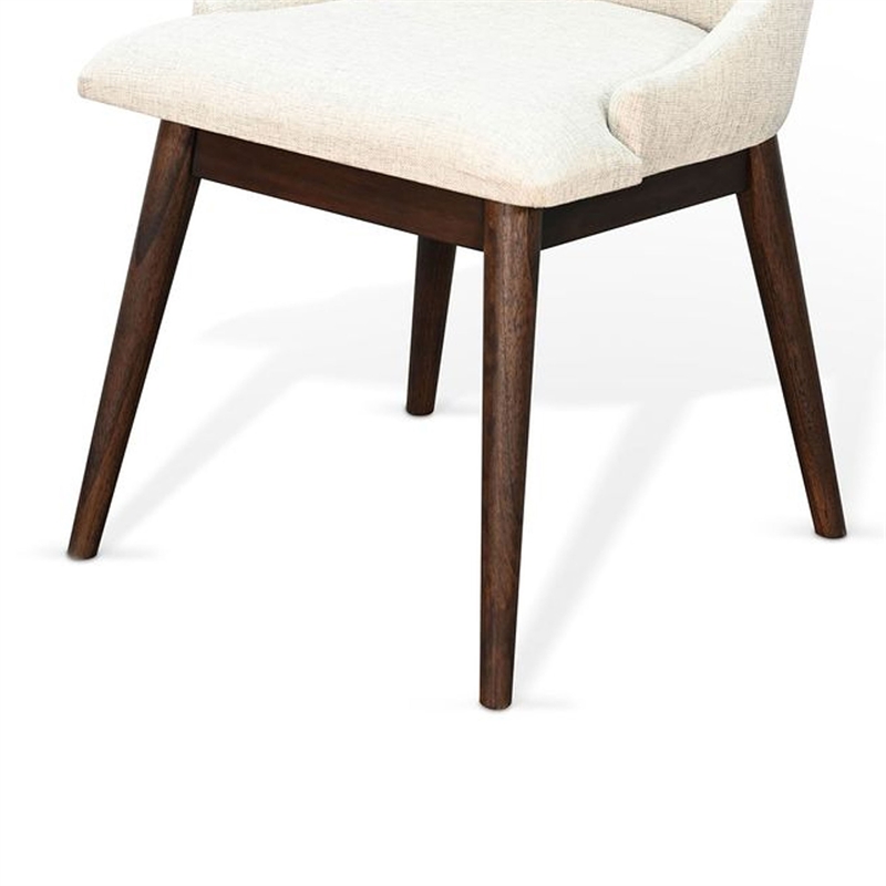 Amy Dining Side Chair Set of 2- White Cushioned Seat- Dark Brown Solid Wood