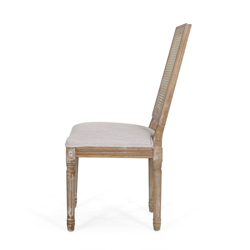 Viba Dining Chair Set of 2- Gray- Cane Light Weathered Brown Wood