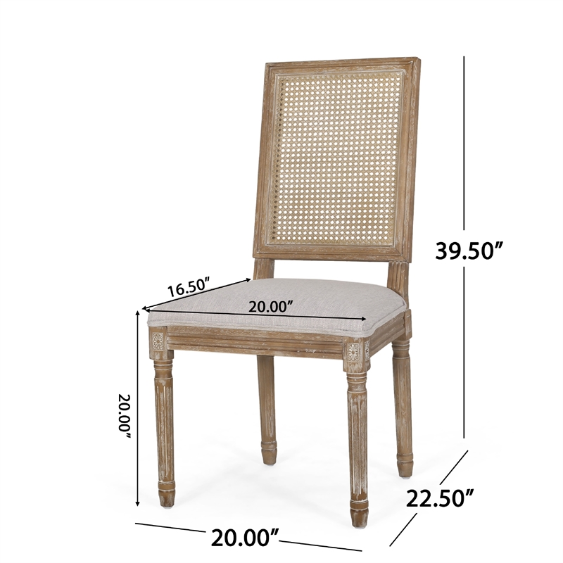 Viba Dining Chair Set of 2- Gray- Cane Light Weathered Brown Wood