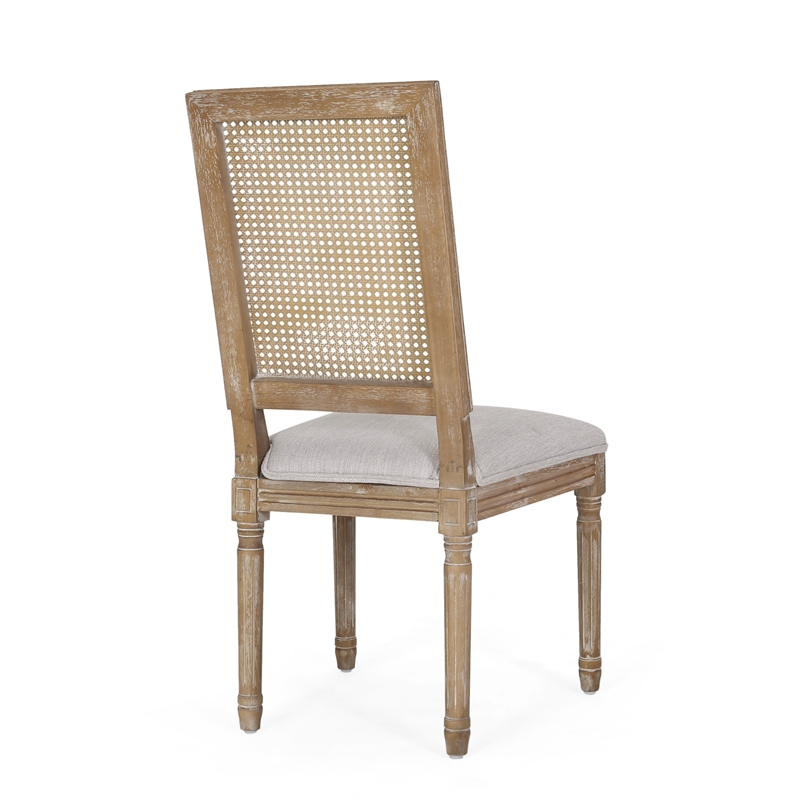 Viba Dining Chair Set of 2- Gray- Cane Light Weathered Brown Wood