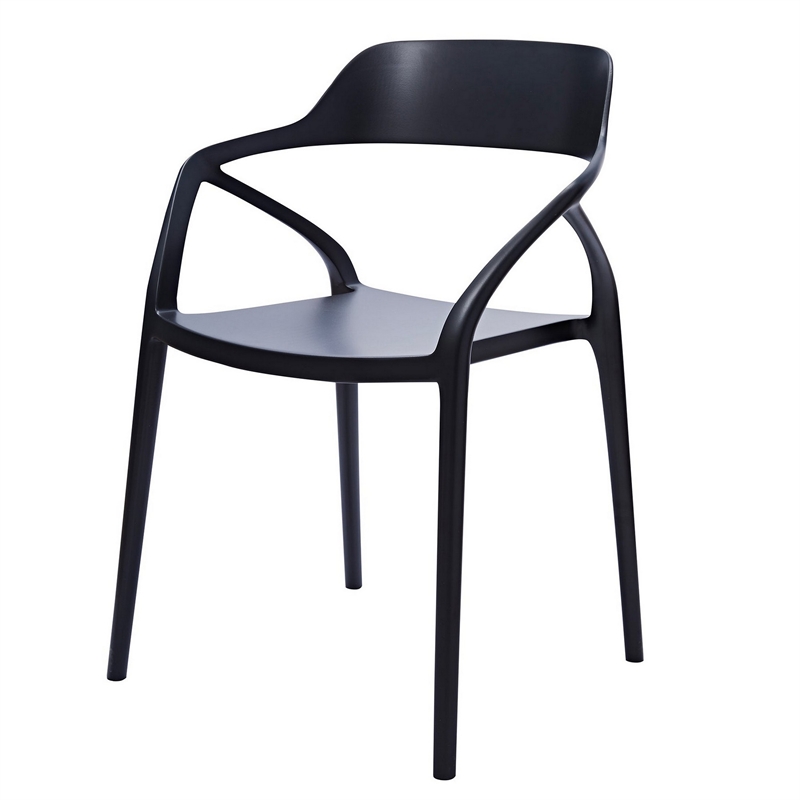 Geni 23 Inch Side Dining Chair Set of 4- Indoor Outdoor- Black Finish