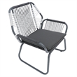 Ciao Accent Club Chair Set of 2- Outdoor Gray Cushions- Gray Rope and Steel