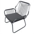 Ciao Accent Club Chair Set of 2- Outdoor Gray Cushions- Gray Rope and Steel