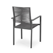 Teny Outdoor Dining Chair Set of 2- Open Back- Woven Rope- Dark Gray Metal
