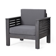 Siyal Outdoor Club Accent Chair Set of 2- Soft Dark Gray- Acacia Wood