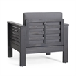 Siyal Outdoor Club Accent Chair Set of 2- Soft Dark Gray- Acacia Wood