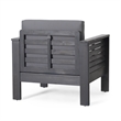 Siyal Outdoor Club Accent Chair Set of 2- Soft Dark Gray- Acacia Wood
