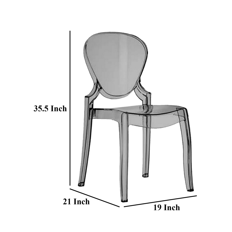 Outdoor Dining Chair Set of 4- Oval Back- Smoke Gray Transparent