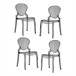 Outdoor Dining Chair Set of 4- Oval Back- Smoke Gray Transparent
