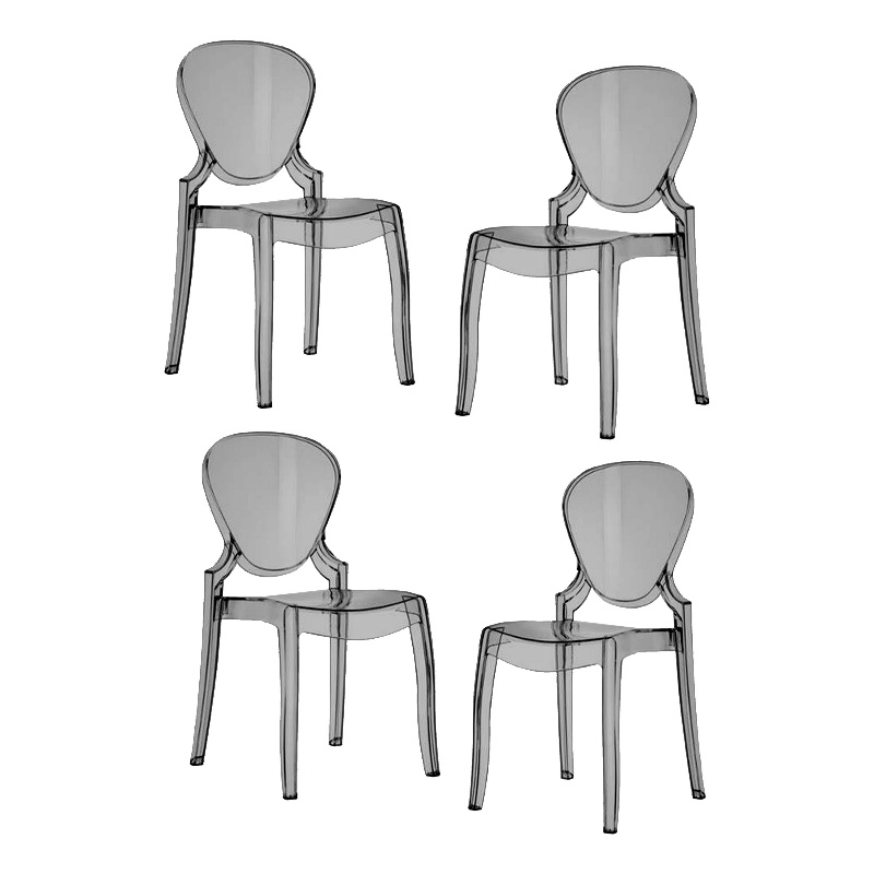 Outdoor Dining Chair Set of 4- Oval Back- Smoke Gray Transparent