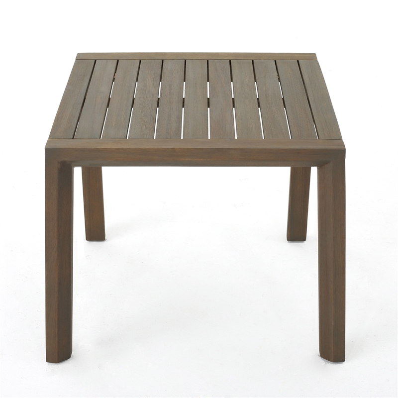Liah Outdoor Patio Table Set- 2 Chair- Brown Acacia Wood- Gray Polyester