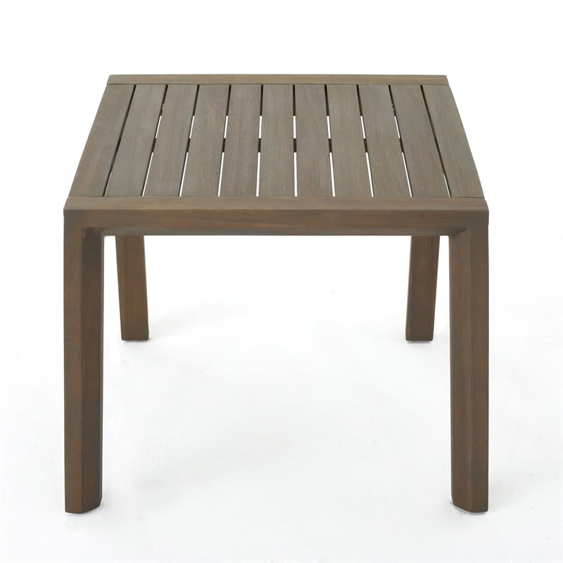 Liah Outdoor Patio Table Set- 2 Chair- Brown Acacia Wood- Gray Polyester
