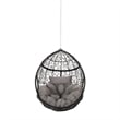 Castic Outdoor Hanging Chair- 46 Inch Rattan Frame- Black Iron- Gray