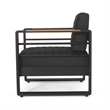Accent Club Chair- Slat Panel Design- Modern Open Back- Aluminum Black Wood