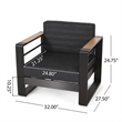 Accent Club Chair- Slat Panel Design- Modern Open Back- Aluminum Black Wood