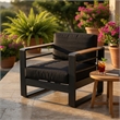 Accent Club Chair- Slat Panel Design- Modern Open Back- Aluminum Black Wood