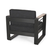 Accent Club Chair- Slat Panel Design- Modern Open Back- Aluminum Black Wood