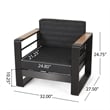 Accent Club Chair- Slat Panel Design- Modern Open Back- Aluminum Black Wood