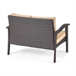 Honi 4pc Outdoor Table Set- 2 Accent Chairs 1 Loveseat- Brown Rattan- Iron