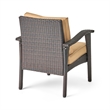Honi 4pc Outdoor Table Set- 2 Accent Chairs 1 Loveseat- Brown Rattan- Iron