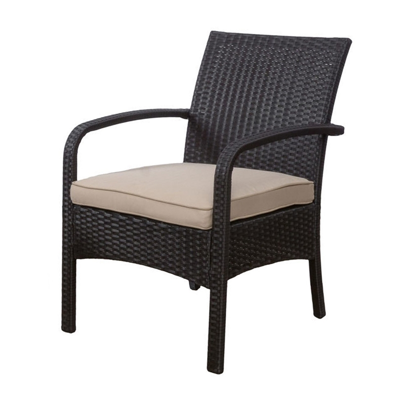 Orry 4pc Outdoor Table Set- 1 Loveseat- 2 Accent Chairs- Tan- Brown Rattan