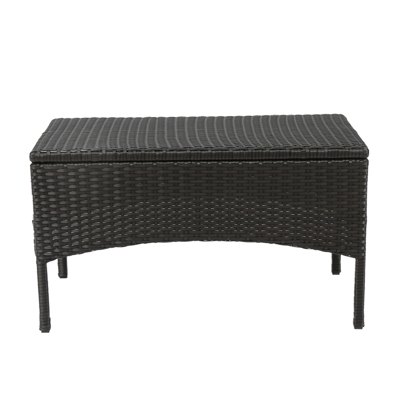 Orry 4pc Outdoor Table Set- 1 Loveseat- 2 Accent Chairs- Tan- Brown Rattan