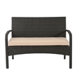 Orry 4pc Outdoor Table Set- 1 Loveseat- 2 Accent Chairs- Tan- Brown Rattan