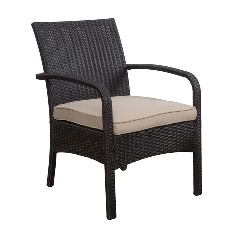 Orry 4pc Outdoor Table Set- 1 Loveseat- 2 Accent Chairs- Tan- Brown Rattan
