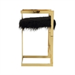 Suki 30 Inch Barstool Chair- Black Faux Fur Seat- Gold Cantilever Base