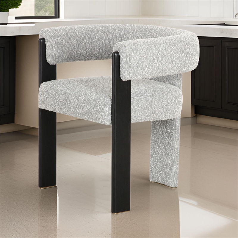 Anta Dining Chair- Curved Modern Art Style- Light Gray Polyester Blend