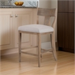 Cid Sten 27 Inch Counter Height Chair- T Shape Back- Beige Linen- Brown