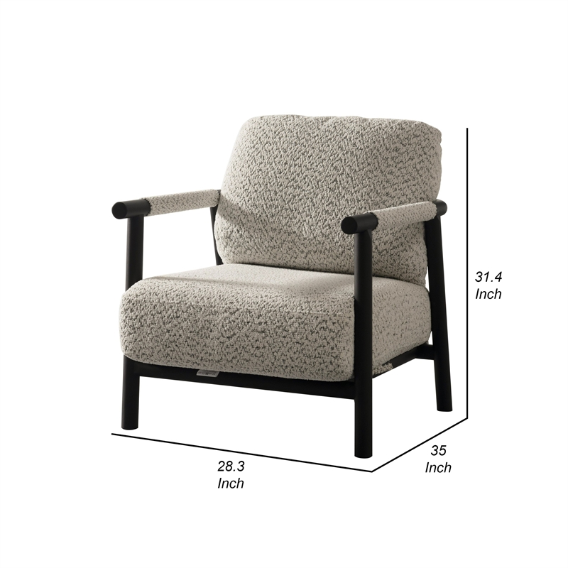 Cid Bali 28 Inch Accent Chair- Gray Polyester- Cushions- Black Metal- Wood