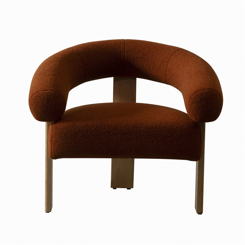 Cid Nico 35 Inch Accent Chair- Rust Brown Polyester- Flat Wood 3 Legs