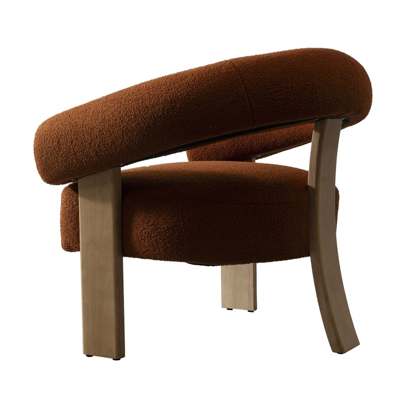 Cid Nico 35 Inch Accent Chair- Rust Brown Polyester- Flat Wood 3 Legs