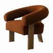 Cid Nico 35 Inch Accent Chair- Rust Brown Polyester- Flat Wood 3 Legs