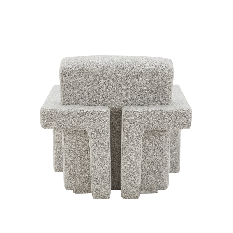 Cid Lily 28 Inch Accent Chair- Light Gray Polyester- Foam Cushions- Wood