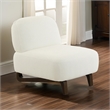 34 Inch Accent Chair- Armless- Softly Padded White Fabric- Solid Wood