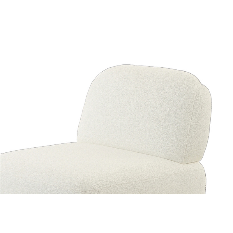 34 Inch Accent Chair- Armless- Softly Padded White Fabric- Solid Wood