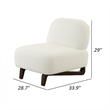 34 Inch Accent Chair- Armless- Softly Padded White Fabric- Solid Wood