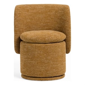 Reno Nori 26 Inch Swivel Dining Chair- Yellow Polyester- Solid Poplar Wood