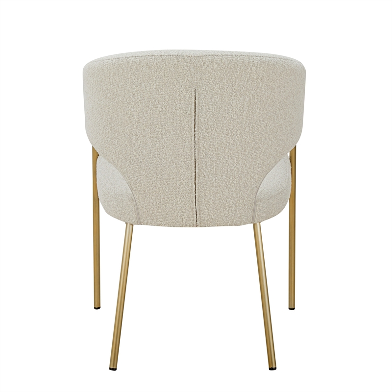 Cid Kasa 23 Inch Dining Chair- Light Gray Polyester- Brass Stainless Steel