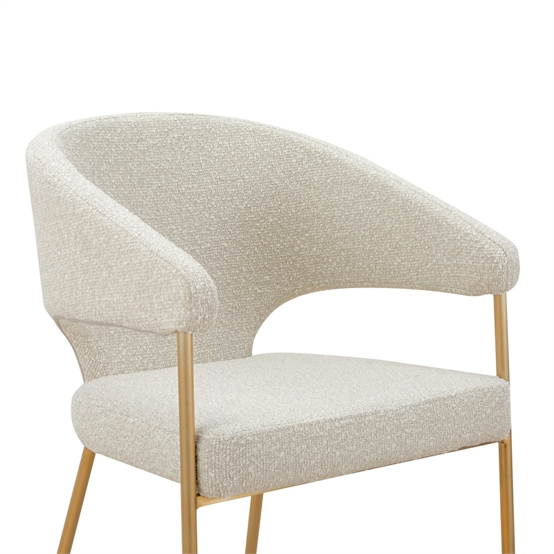 Cid Kasa 23 Inch Dining Chair- Light Gray Polyester- Brass Stainless Steel