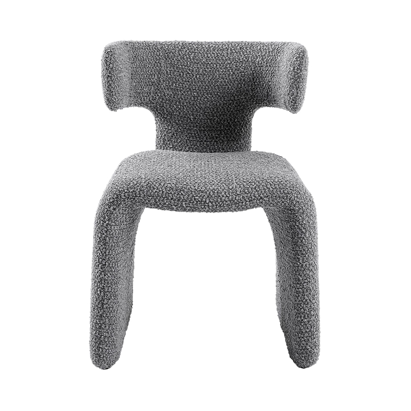 Cid Fiu 22 Inch Dining Chair- Curved Wingback- Gray Textured Polyester