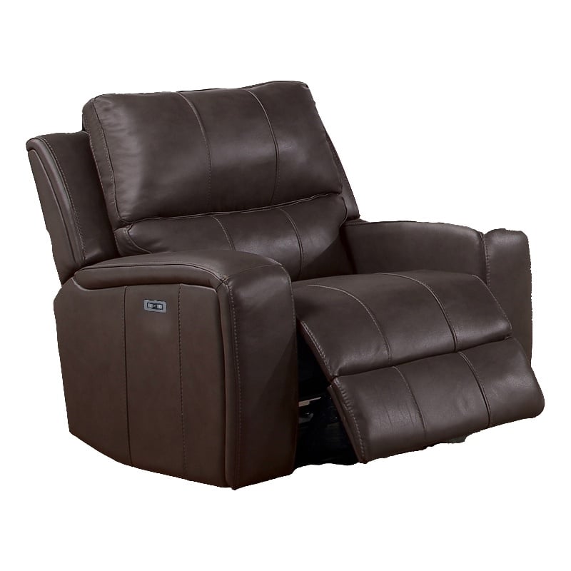 Elle 37 Inch Glider Chair- Manual Recliner- Cushioned- Brown Faux Leather