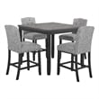 Phy 5pc Counter Table and Chairs Set- Nailheads- Tufted Gray Fabric- Black