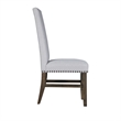 Luo 19 Inch Dining Chairs Set of 2- Nailhead Trim- Gray Fabric- Brown Wood